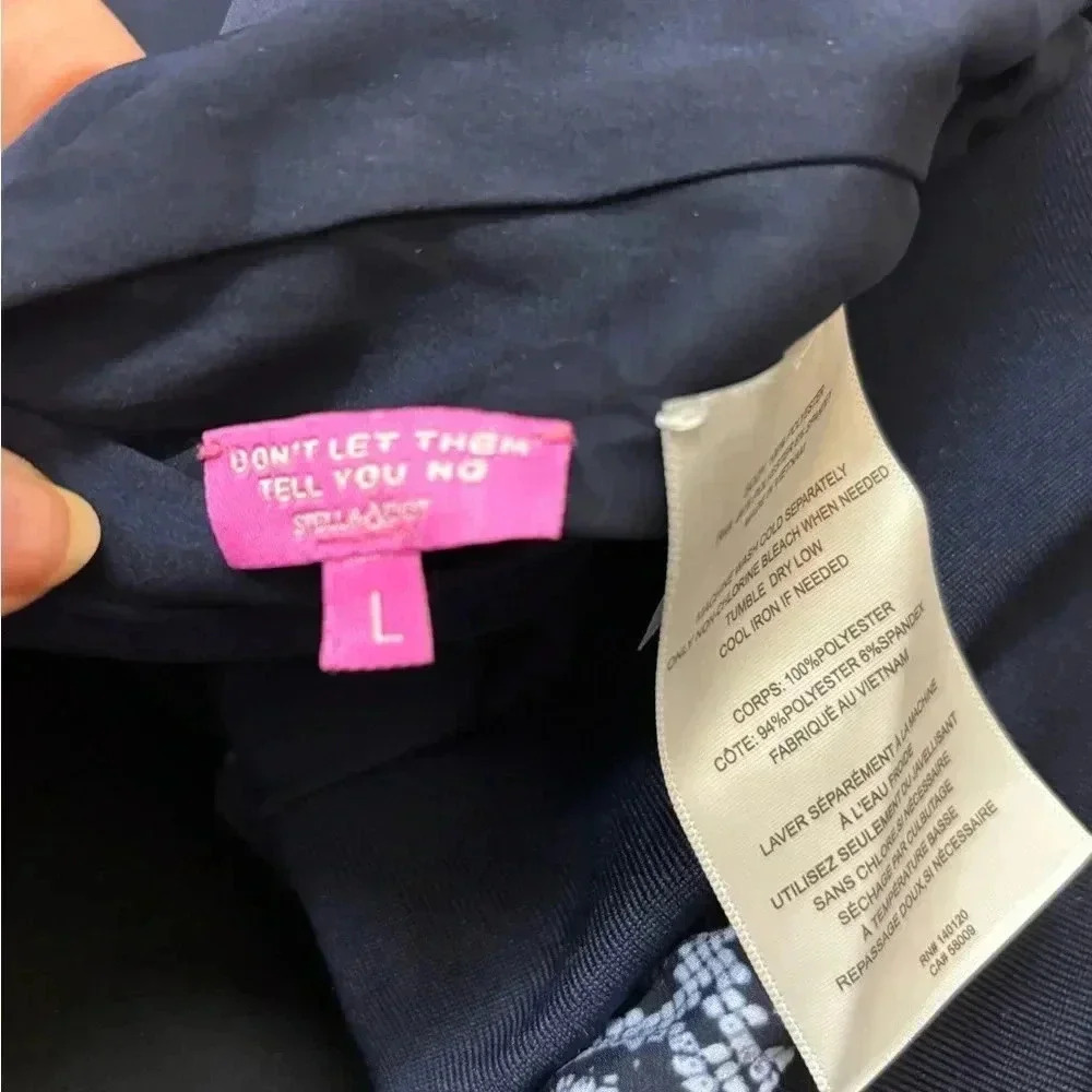 Stella & Dot “Don’t let them tell you no” bomber jacket in navy size Large. - Picture 3 of 7